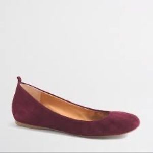 Burgundy Wine J.Crew Factory Ballet Flats Suede Size 7.5